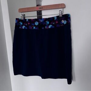 Fabletics Navy Mini Skirt with Colorful Geometric Waistband